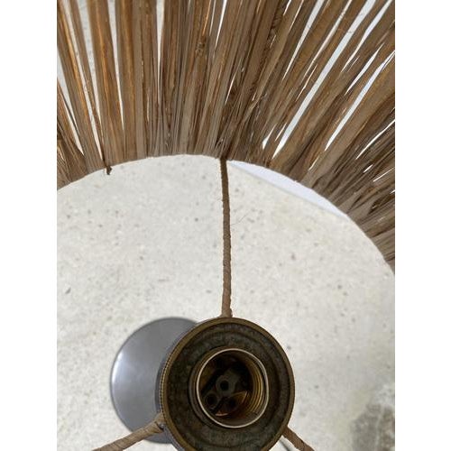Vintage Metal Lamp with Natural Fiber Lampshade For Sale - Image 18 of 18