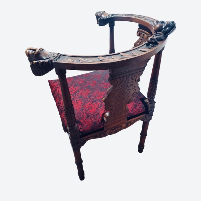 Antique Carved Renaissance Revival Corner Chair For Sale - Image 10 of 13