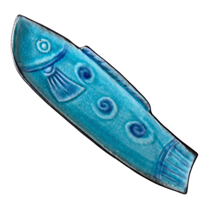 Vintage Japanese Ceramic Crackle Glazed Fish Dish, Mid 20th Century