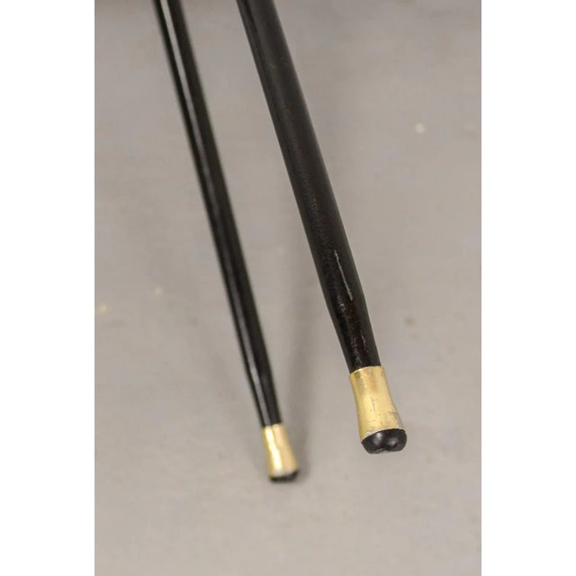 Italian Rosewood & Black Leatherette Swan Chair with Black Steel Feet & Brass Tips, 1960s For Sale - Image 13 of 15