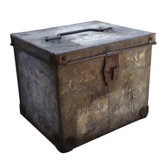Vintage Industrial Zinc Metal Box For Sale