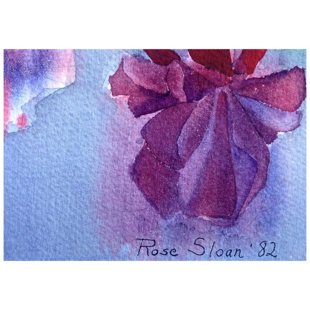 1980s 1980s "Hanging Fuchsia Flowers" Botanical Still Life Watercolor Painting by Rose Sloan, Framed For Sale - Image 5 of 6