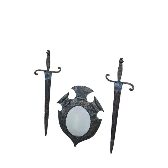 Heraldic Mirror in Wrought Iron, 1970s For Sale - Image 7 of 11