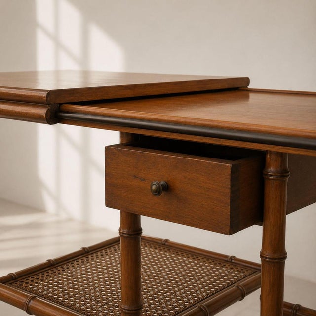 Brown Italian Wood and Vienna Straw Sideboard with Extensions, 1970s For Sale - Image 8 of 9