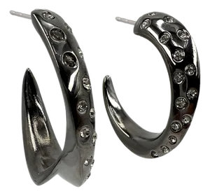 Oscar De La Renta Hematite-Plated Crystal Pave Cosmic Hoop Earrings, A Pair