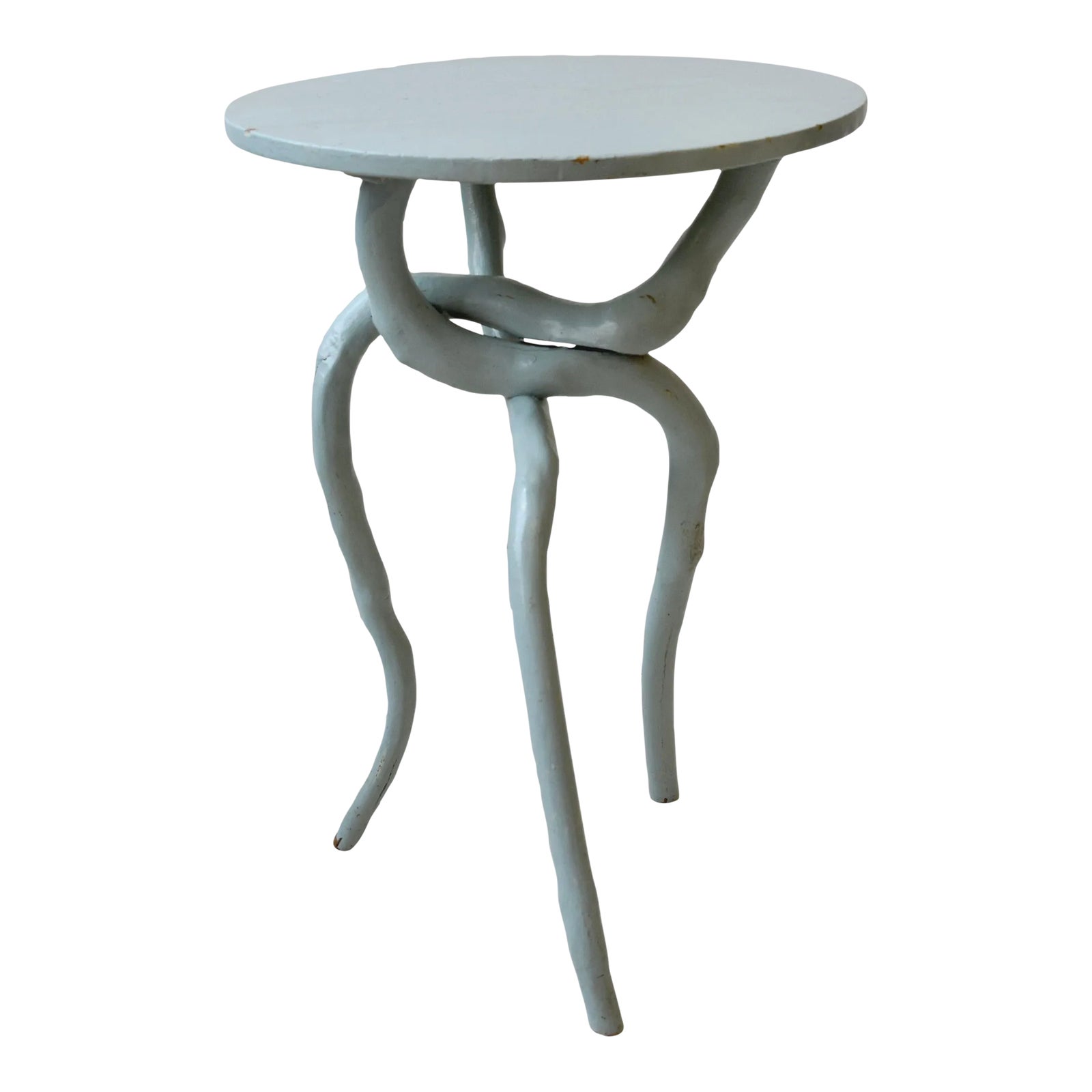 Rare Antique Sculptural Folk Art Powder Blue Painted Twig Table, Circa ...
