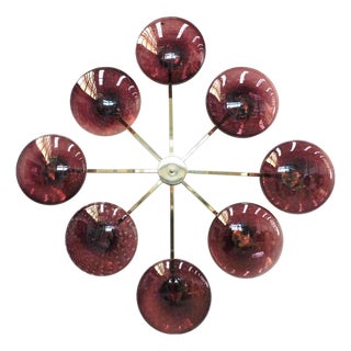 21st Century Otto Polished Brass Amethyst Bubbles Murano Glass Flush Mount by Fabio LTD For Sale