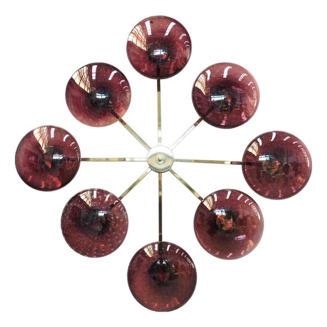 21st Century Otto Polished Brass Amethyst Bubbles Murano Glass Flush Mount by Fabio LTD For Sale