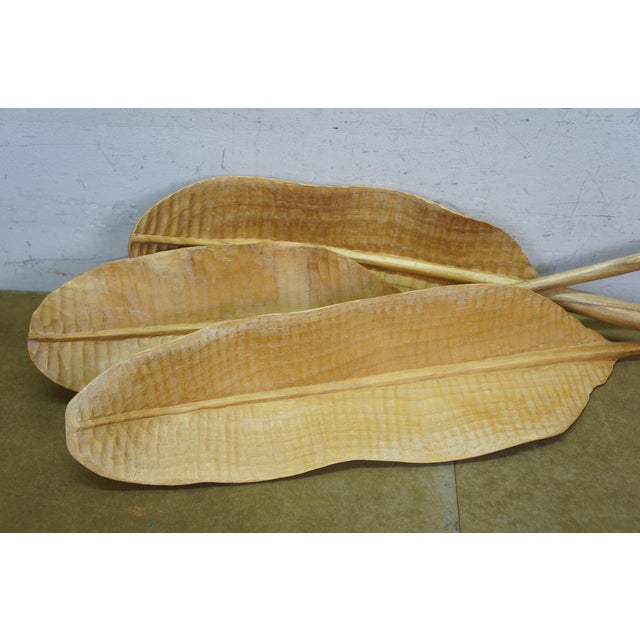 Mid 20th Century Mid Century Modern Carved Teak Bird of Paradise & Leaf Botanical Arrangement 46" For Sale - Image 5 of 15