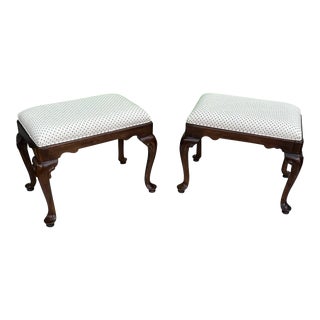 Ethan Allen Queen Anne Style Footstools - a Pair For Sale