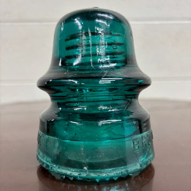 Antique Brookfield New York Teal Glass Insulator For Sale In Kansas City - Image 6 of 6
