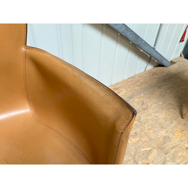 Cognac Leather Vela Chairs by Carlo Bartoli for Matteo Grassi, 1980s, Set of 6 For Sale - Image 17 of 18