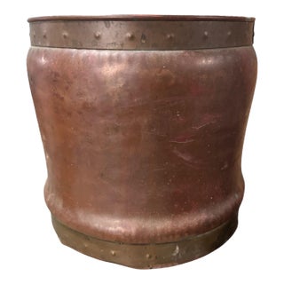 Vintage Antique Arts & Crafts Style 9.5" Copper Planter Vase For Sale