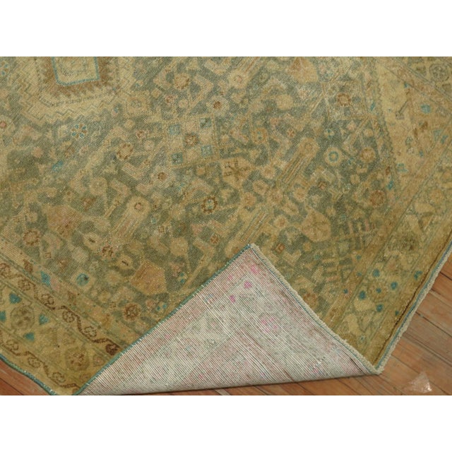 Green Soft Green Vintage Persian Malayer - 4'2" x 6'8" For Sale - Image 8 of 8