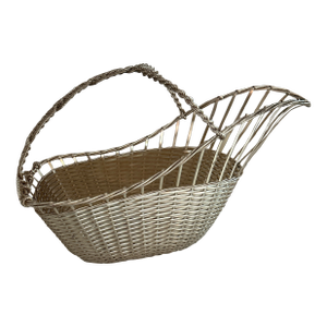 Vintage French Silver Plated Basket Wine Holder