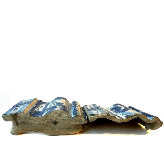 Delft Dutch Baroque Delft Blue & White Pottery Tile Fragments - A Pair For Sale - Image 4 of 10