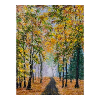 Falling Into Autumn 9x12 Acrylic Painting Fall Theme Landscape Artwork Unframed For Sale
