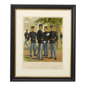 1908 "Artillery & Musician Infantry Uniforms" Chromolithograph by H. A. Ogden