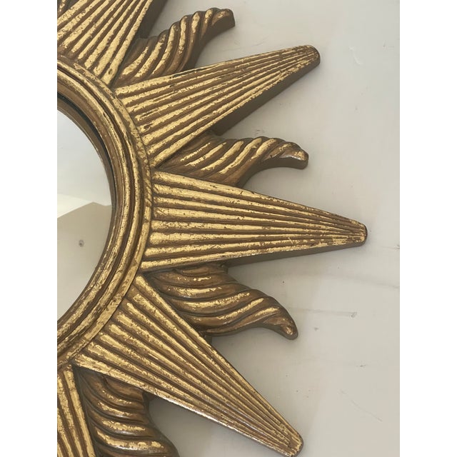 1960s 1960s Small Sunburst Convex Wall Mirror For Sale - Image 5 of 5
