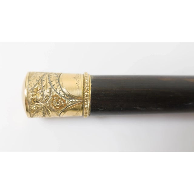 Victorian Early 20th Century Edwardian or Victorian Fancy Gold Filled Dress Cane Walking Stick For Sale - Image 3 of 9