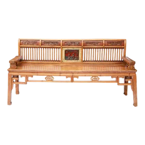 Early 19th Century Antique Chinese Hand-Carved Hall Bench