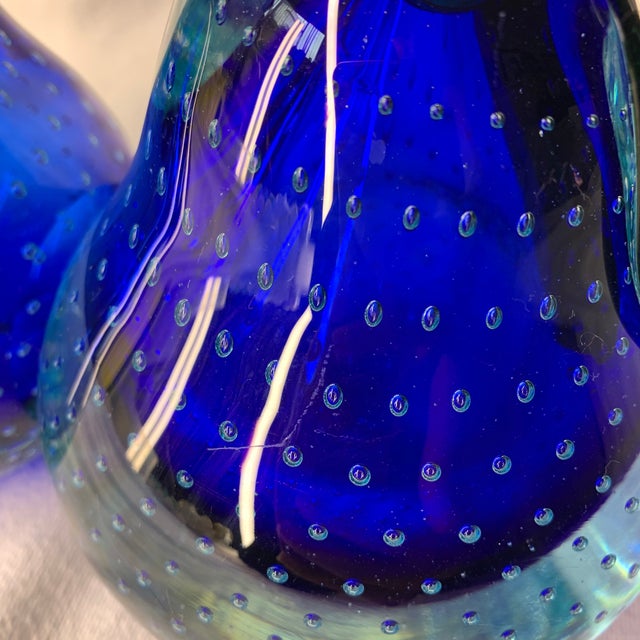 Murano Vintage Murano Cobalt Blue Art Glass Pear Bookends - Pair For Sale - Image 4 of 6