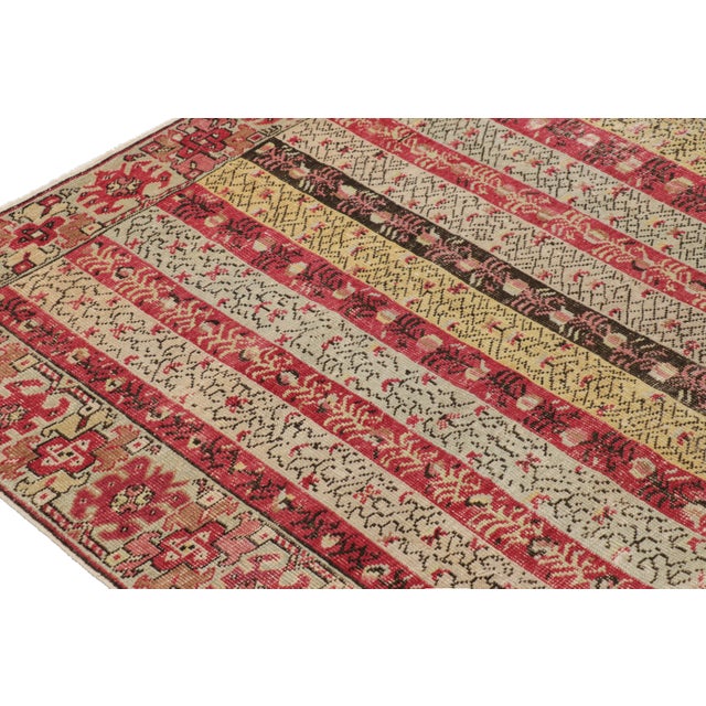 Antique Ghiordes Rug With Polychromatic Stripes and Floral Patterns - Rug & Kilim For Sale In New York - Image 6 of 8