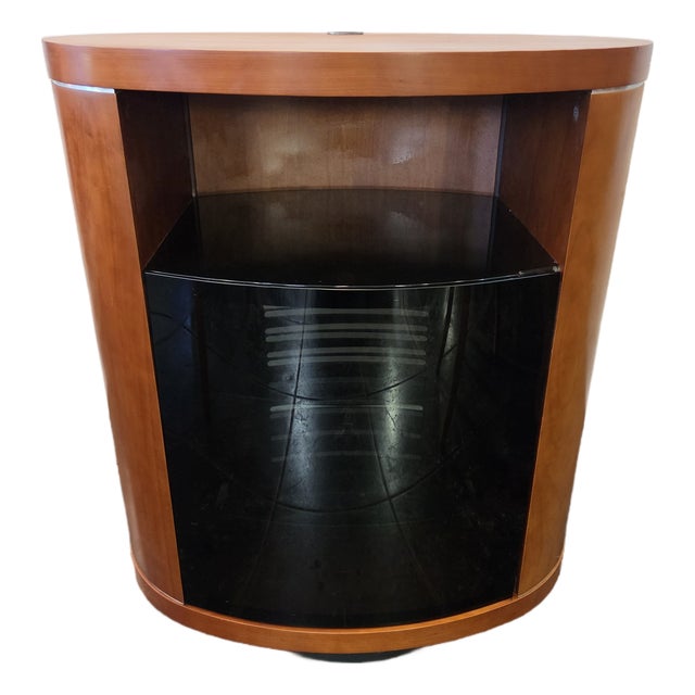 Mid Century Danish Modern Stereo Tv Stand Swivel Bdi Furniture For Sale