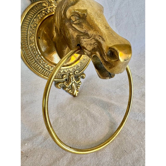Mid 20th Century Brass Horse Head Equestrian Towel Holder Ring For Sale - Image 11 of 12
