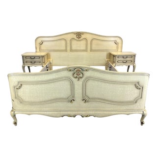 Vintage French King Size Bed with Bedside Tables For Sale