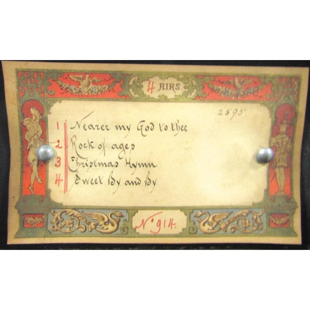 Antique 19th Century Swiss Cylinder 4 Song Wooden Marquetry Inlay Music Box For Sale - Image 15 of 15