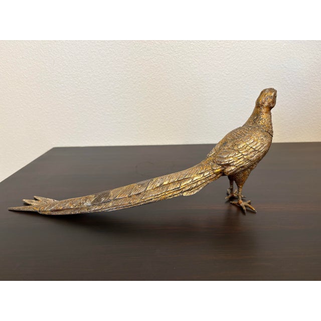 1910s Vintage 1910 Cast Brass Figures of Pea Hens by C C K Company, New York - A Pair For Sale - Image 5 of 8