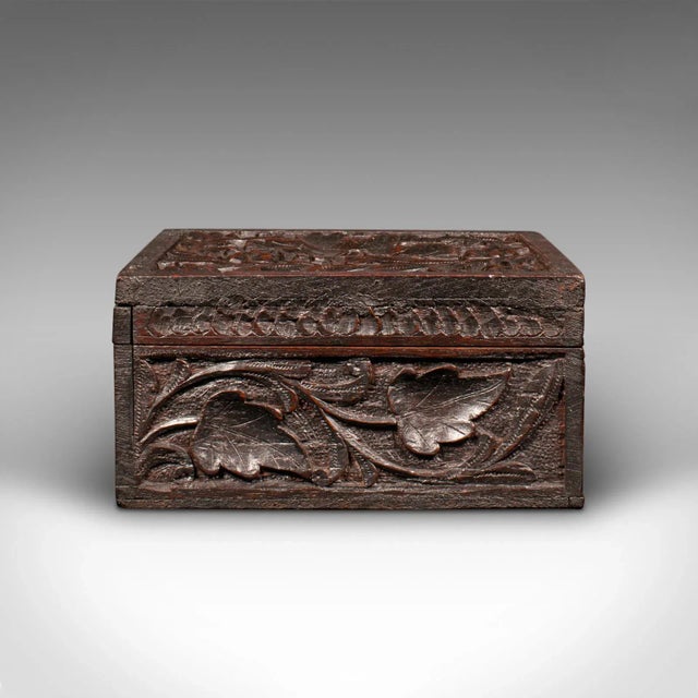 1940s Small Vintage Art Deco Indian Teak Keepsake Box For Sale - Image 4 of 10
