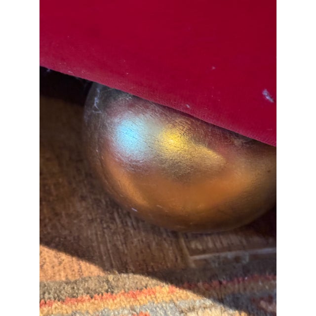 1990s Unique Scroll-End Red Velvet Chaise Lounge in the Style of Bretz Mammut Recamiere For Sale - Image 5 of 10