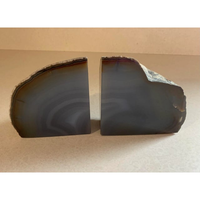 Stone Vintage 1970s Smokey Blue Geode Bookends - a Pair For Sale - Image 7 of 7