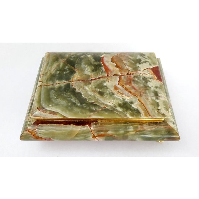 Offering a rare LARGE vintage Italian onyx jewelry or keepsake box, made in Italy, circa 1960s. This impeccable semi-...