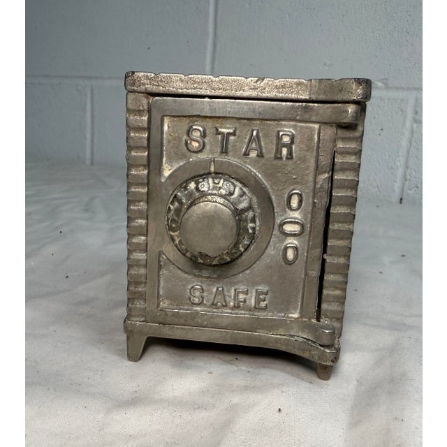 Antique 19th Century Cast Iron Star Safe Lock Deposit Coin Still Bank For Sale - Image 4 of 11