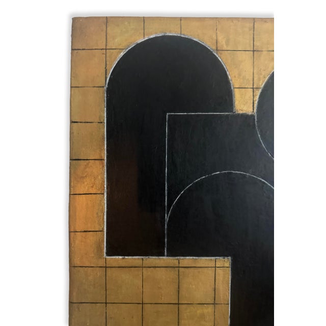 Contemporary Contemporary Geometric, Abstract Oil, and Cold Wax Painting—gold, and Black by Stephen Cimini For Sale - Image 3 of 6
