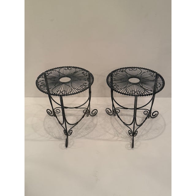 Vintage Round Wire Side Tables -a Pair For Sale - Image 11 of 11