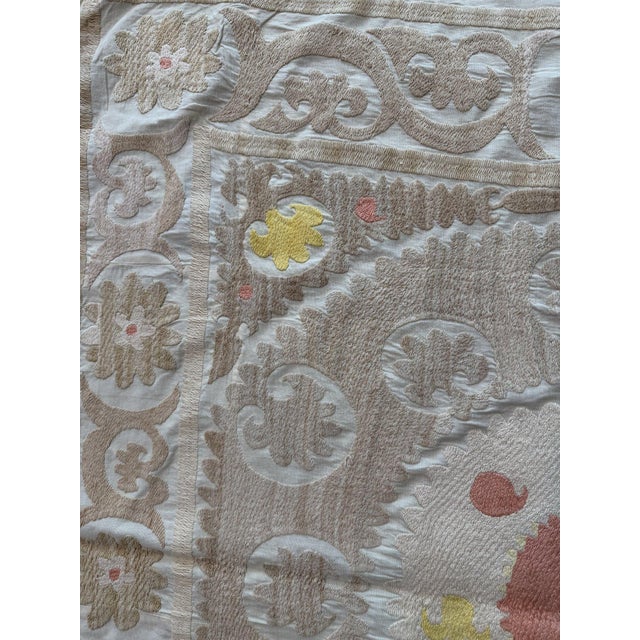 Suzani Wall Decor - Hand-Embroidered Embroidery 3'9'' X 4' For Sale - Image 11 of 15
