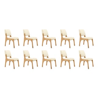 Arches II Dining Chairs in Oak and Bouclé from Insidherland, Set of 10 For Sale