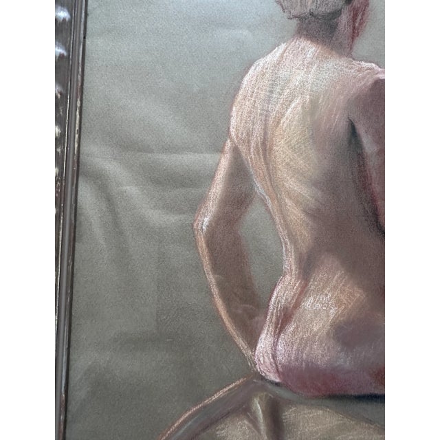 Mid 20th Century Vintage Pastel Nude Portrait Framed Art For Sale - Image 5 of 8
