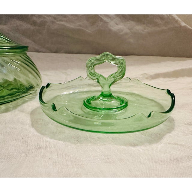 Vintage Anchor Hocking Green Candy dish with lid and green catch all, Perfect for everyday or Holidays. Mix and match with...