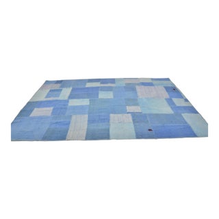 Blue Vintage Turkish Kilim Rug For Sale