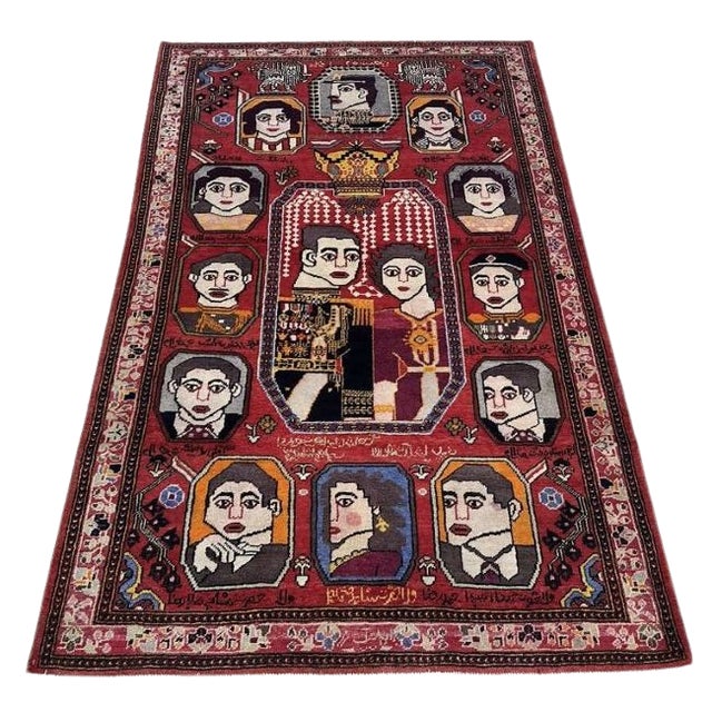 Mid-Century Modern Mid-20th Century Azeri Pictorial Rug | 4’4” X 6’9” For Sale - Image 3 of 7