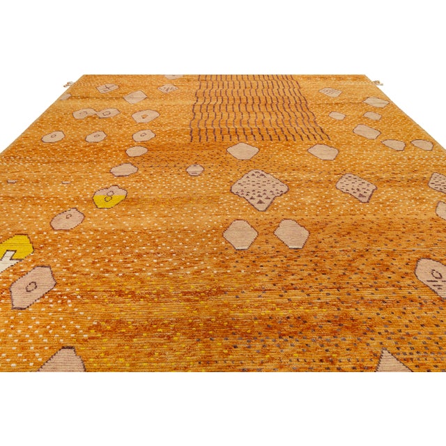 Contemporary Moroccan Style Hand-Knotted Wool Area Rug in Amber & Terracotta For Sale - Image 10 of 12