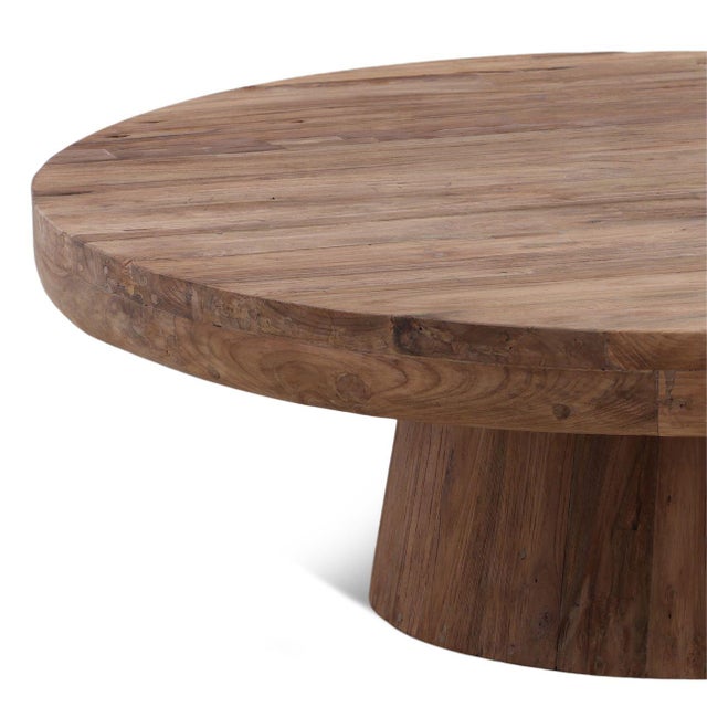 Modern Foundry Teak Modern Rustic Round Coffee Table For Sale - Image 3 of 3
