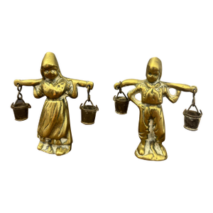 Vintage English Brass Jack and Jill Figures