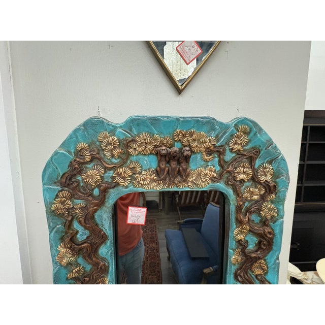 1950s Italian Modern Ceramic Mirror For Sale In Houston - Image 6 of 7