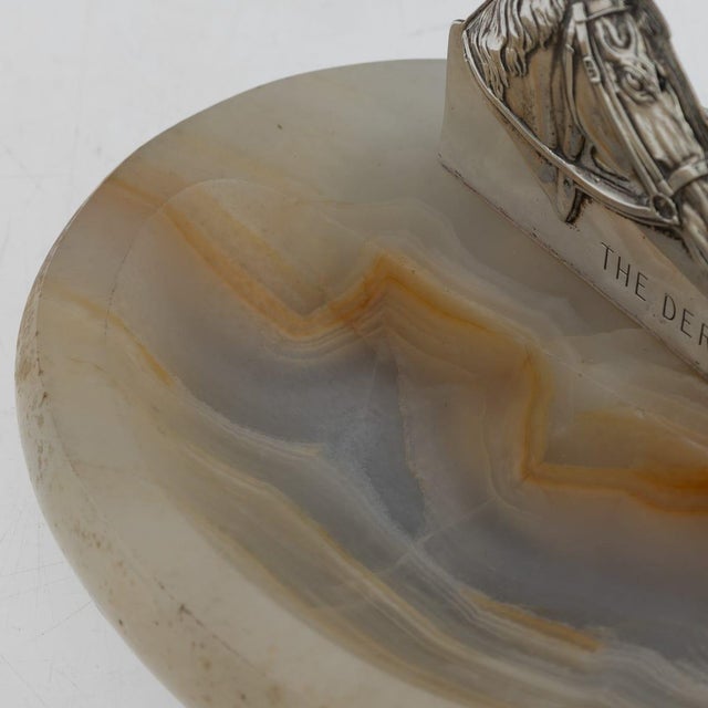 Vintage English Silver and Agate Horse Racing Themed Ashtray, 1957 For Sale - Image 9 of 12